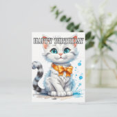 Poseer Kitty Cat Gefeliciteerd Briefkaart (Staand voorkant)