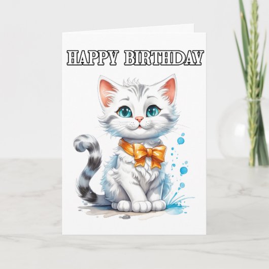 Poseer Kitty Kat Verjaardag Kaart (Voorkant)