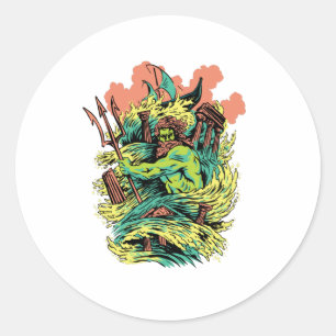 Poseidon God Mythology Griekenland Ronde Sticker