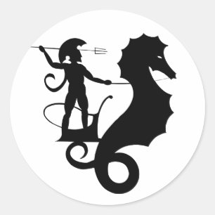 Poseidon, Grieks reliëf Ronde Sticker