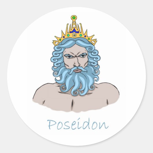 Poseidon - Griekse god van het zee Ronde Sticker (Voorkant)