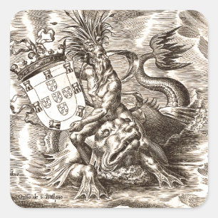 Poseidon in Zee Vierkante Sticker