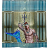 Poseidon / Neptunus Nautische Kustdouche Gordijn (Voorkant)