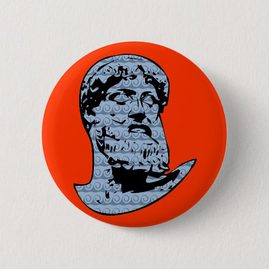 Poseidon standbeeld ronde button 5,7 cm (Voorkant)