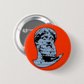 Poseidon standbeeld ronde button 5,7 cm (Voorkant /achterkant)