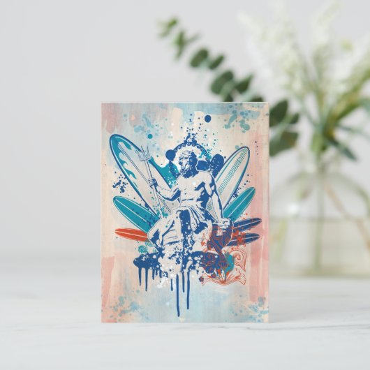 poseidon surfer briefkaart (Staand voorkant)