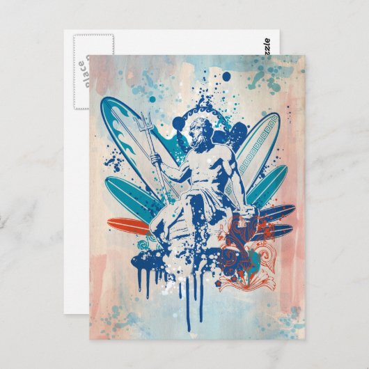 poseidon surfer briefkaart (Voorkant / Achterkant)