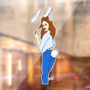 poserend bunnygirl raamsticker
