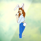 poserend bunnygirl raamsticker (Vel 3)