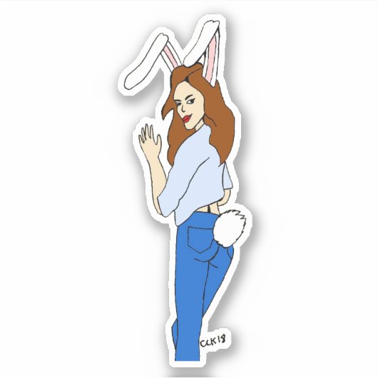 poserend bunnygirl sticker (Voorkant)