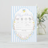 Posey Wildflowers Blauwe Strik Baby Voorspellingen Kaart (Staand voorkant)