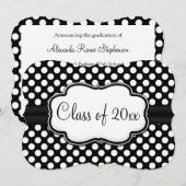 Posh Black White Polka Dot Afstuderen/Party Kaart (Voorkant / Achterkant)