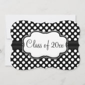 Posh Black White Polka Dot Afstuderen/Party Kaart (Voorkant)