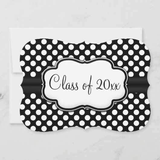 Posh Black White Polka Dot Afstuderen/Party Kaart (Voorkant)