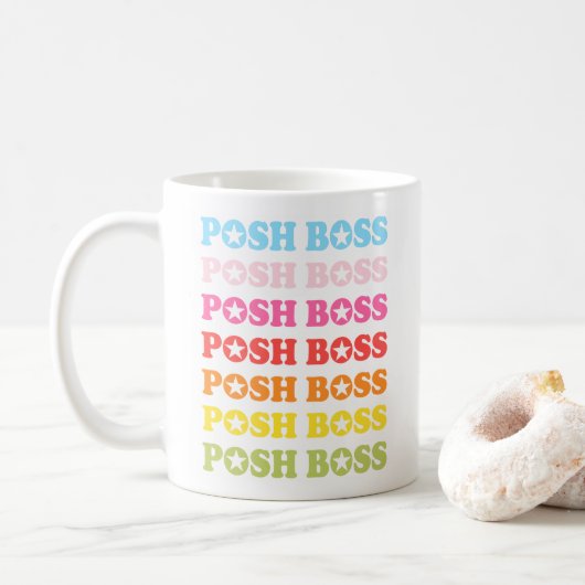 Posh Boss Star Studios Rainbow Coffee Mug (Avec donut)