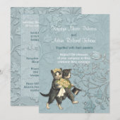 Posh Cats Aqua Blue bruiloft uitnodiging (Voorkant / Achterkant)