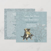 Posh Cats Aqua Blue bruiloft uitnodiging (Voorkant / Achterkant)