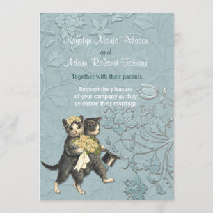 Posh Cats Aqua Blue Faire-part de mariage