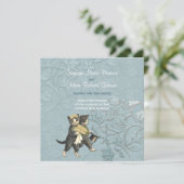 Posh Cats Aqua Blue Faire-part de mariage (Debout devant)