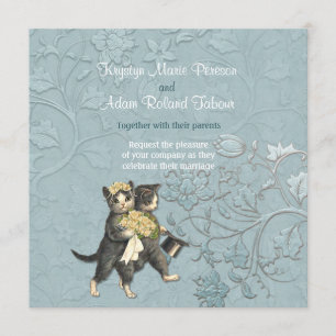 Posh Cats Aqua Blue Faire-part de mariage