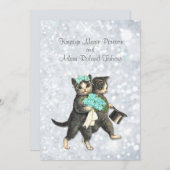 Posh Cats Aqua - Silver Sparkle Faire-part de mari (Devant / Derrière)