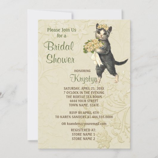 Posh Cats Invitation à la douche nuptiale (Devant)