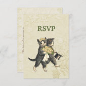 Posh Cats Ivoren bruiloft RSVP (Voorkant / Achterkant)