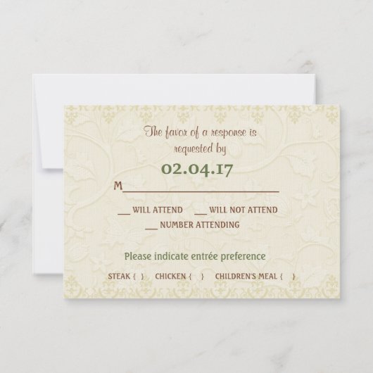 Posh Cats Mariage en ivoire RSVP (Dos)