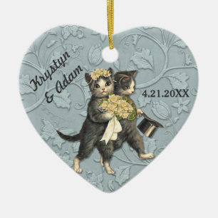 Posh Cats Wedding Blue Keramisch Ornament