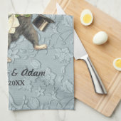 Posh Cats Wedding Blue Theedoek (Quarter Fold)