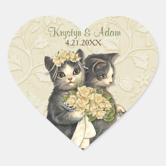Posh Cats Wedding Ivory Hart Sticker (Voorkant)
