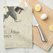 Posh Cats Wedding Ivory Theedoek (Quarter Fold)