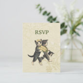 Posh Cats Wedding RSVP Uitnodiging Briefkaart (Staand voorkant)