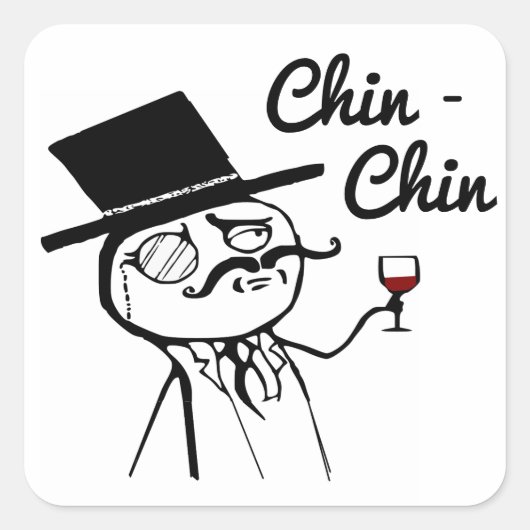 Posh Chap met bovenste hak en monocle Vierkante Sticker (Voorkant)