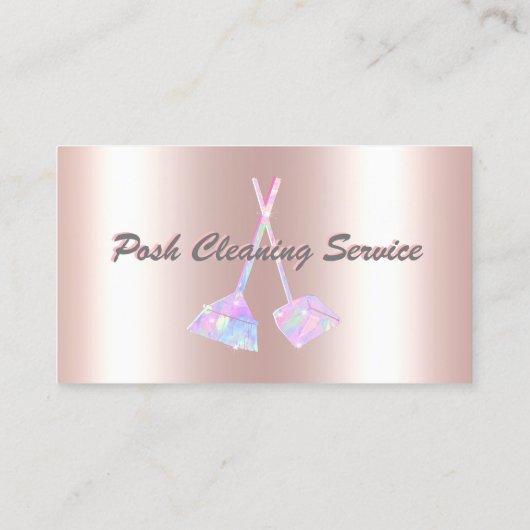 Posh Cleaning Service Roze Metallic & Iridescent Visitekaartje (Achterkant)