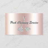Posh Cleaning Service Roze Metallic Silver Glitter Visitekaartje (Achterkant)