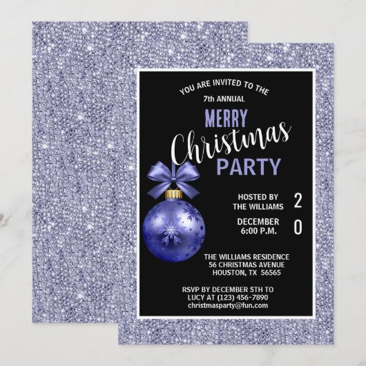 Posh decoratieve blauwe kerst kaart (Voorkant / Achterkant)