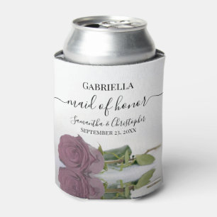 Posh Dusty Mauve Pink Rose Maid of Honor Wedding Blikjeskoeler