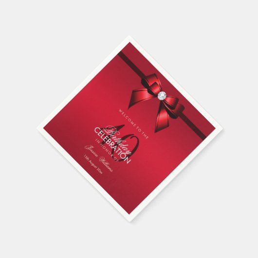 Posh Gem Bow & Lint 40e Verjaardag Servet (Hoek)