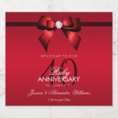 Posh Gem Bow & Ribbon 40th Wedding Jubileum Bier Etiket (Enkel label)