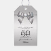 Posh Gem Bow & Ribbon 60th Wedding Jubileum Cadeaulabel (Voorkant)