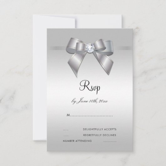 Posh Gem Bow & Ruban 60e Mariage RSVP (Devant)