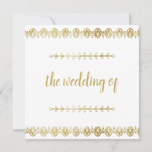 Posh Gold Border Faire-part de mariage (Devant)