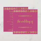 Posh Gold Border Faire-part de mariage (Devant / Derrière)