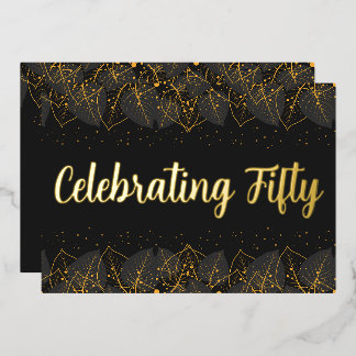 Posh Gold Leaf Birthday Folie Uitnodiging