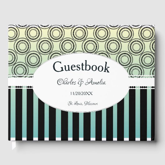 Posh Jaune et Turquoise Jour de Mariage Livre d'or (Recto)