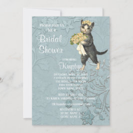 Posh Katten Blauw Bruids Douche Uitnodiging