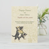 Posh Katten Ivoor Bruiloft ver2 Uitnodiging (Staand voorkant)