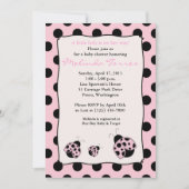 Posh Mod Ladybug 5x7 Baby shower rose Invitation (Devant)