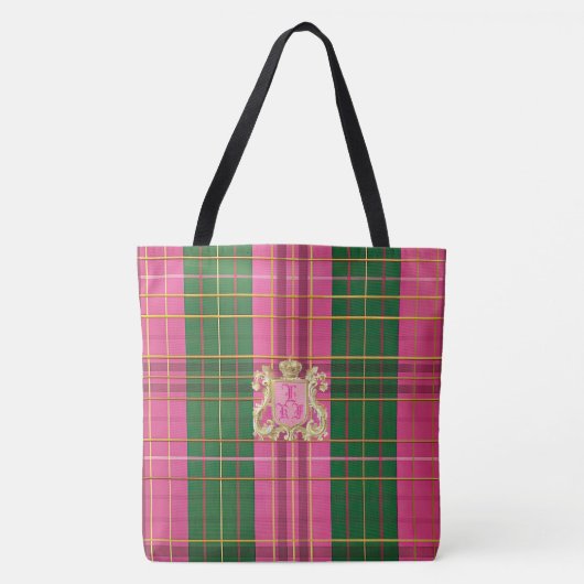 Posh Monogramme rose et Sac fourre-tout vert en pl (Devant)